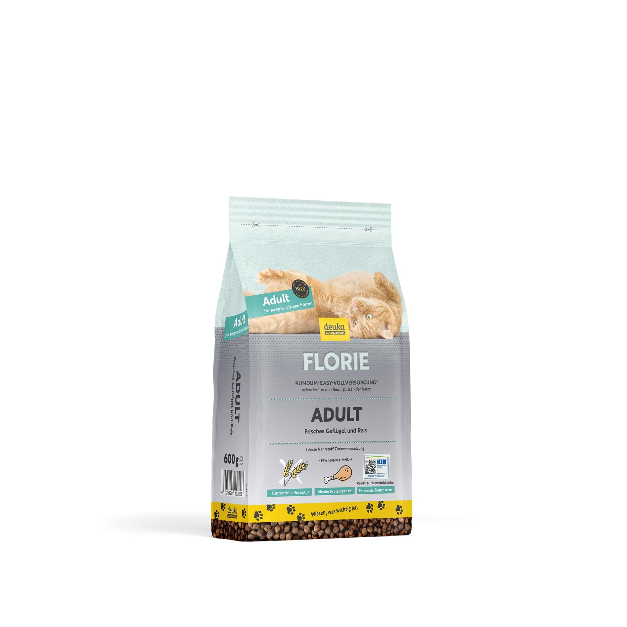 Florie Adult Geflügel mit Reis | 600g | Premium Katzenfutter trocken | für ausgewachsene Katzen | viel Frischfleisch | geprüfte Qualität (KIN) | deutsche Herstellung