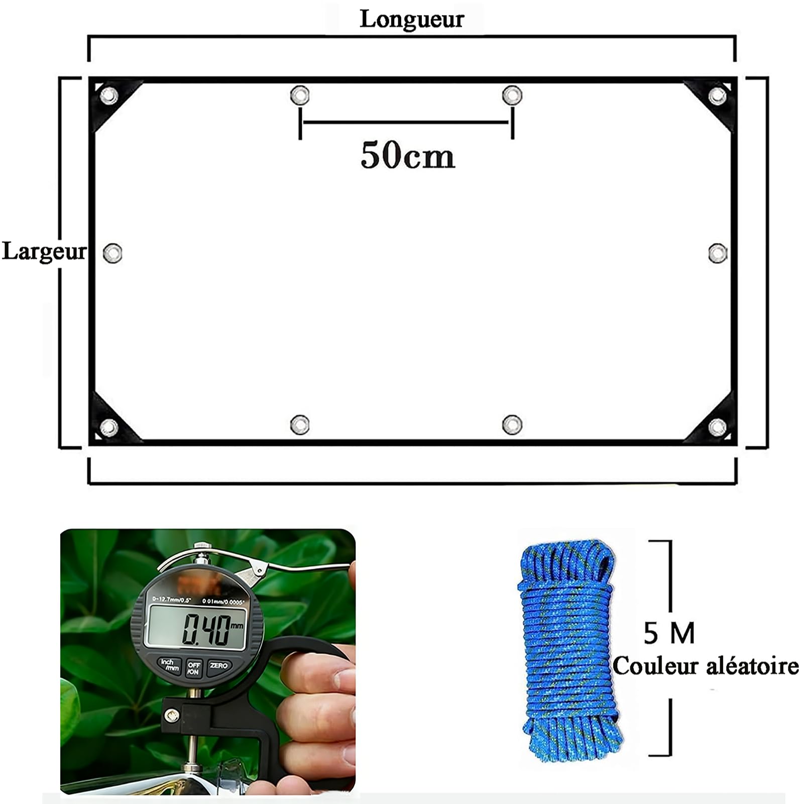 PVC Plane Transparent mit Ösen 3x3 m, Durchsichtig Wasserdicht Abdeckplane – PVC Regenschutz Windschutz Wetterfest Tarp für Balkon Terrasse Wintergarten Garten Außenbereich