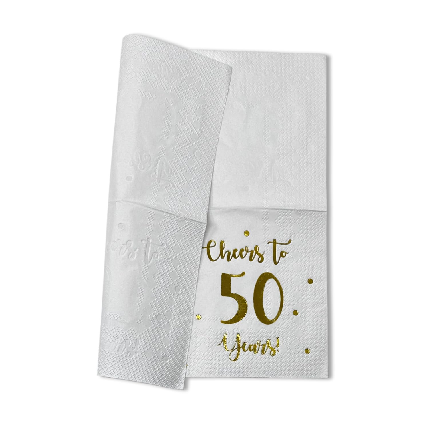 Servilletas de cóctel Cheers to 50 Years | decoraciones de 50 cumpleaños para hombres y mujeres y decoraciones de fiesta de aniversario de boda | 50 servilletas de 3 capas | 5 x 5 pulgadas plegadas