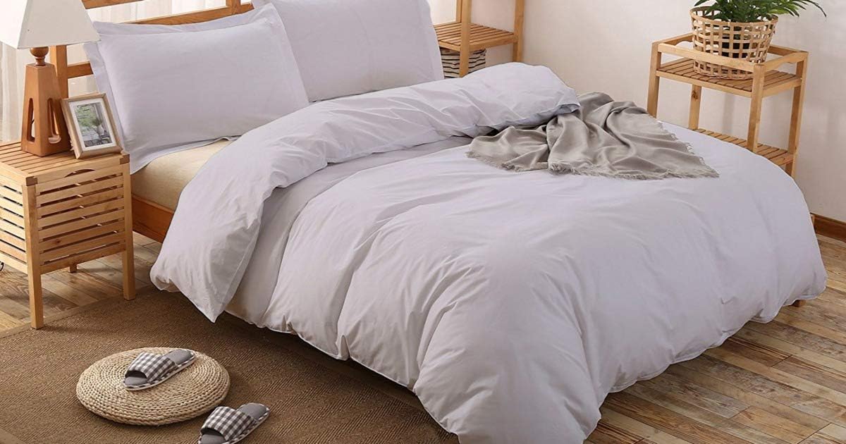 Precious Star Linen | Egyptian Cotton | Duvet Cover Super King 98x108 Inch | Zipper Closure & Corner Ties | Lightweight Breathable - 1 Piece Premium Duvet Cover Silver Grey Solid