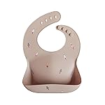 mushie Silicone Baby Bib | Adjustable Fit Waterproof Bibs (Rocket Ship)