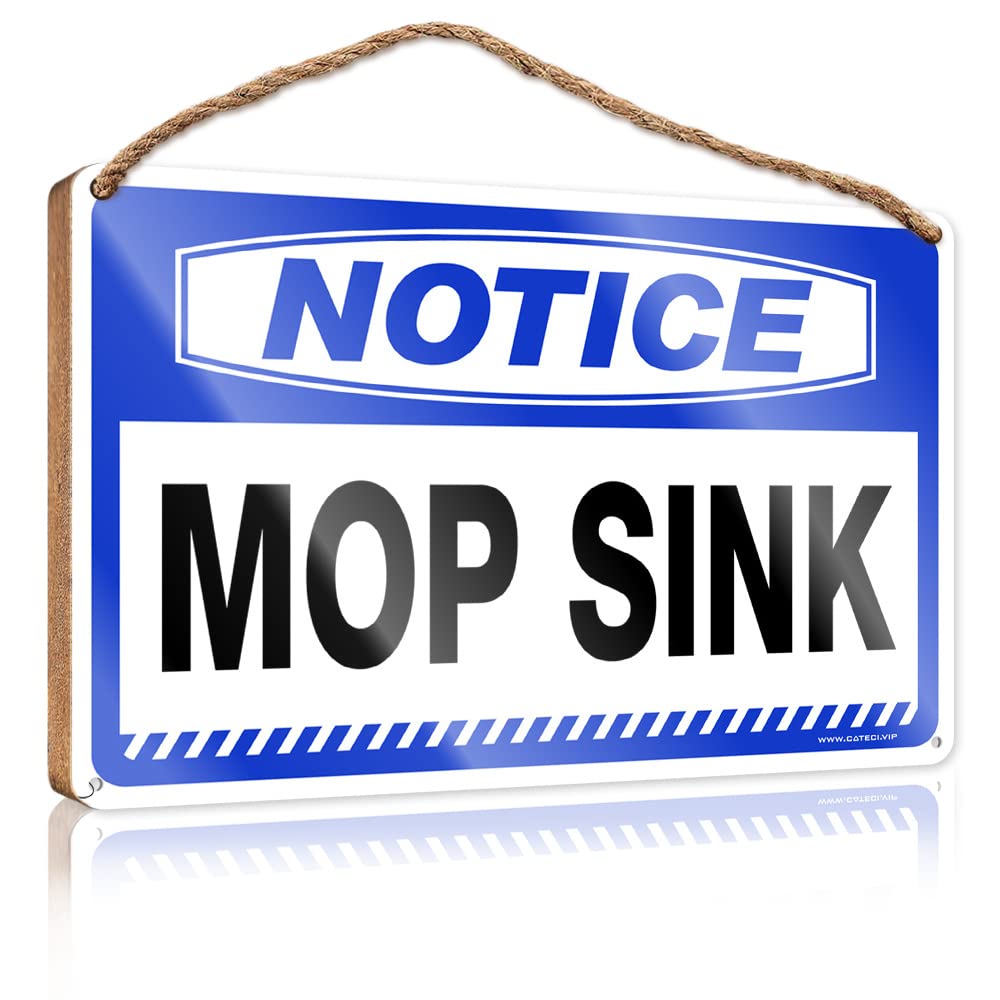 Bathroom Door Signs For Home Notice Mop Sink Wooden Sign(20X30CM)