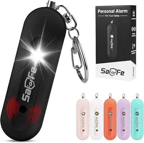Alarma de seguridad personal  Alarma de seguridad recargable impermeable  Sirena extra fuerte de 140 dB y luz estroboscópica  Llavero de autodefensa