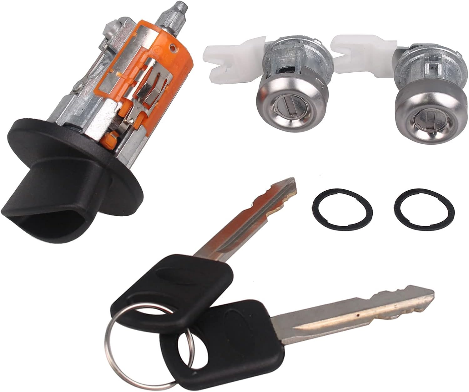 Ignition Switch Lock Cylinder Door Lock Cylinder Compatible with Ford F150 1997-2003 Ford F250 F350 1997-2007 Ford Excursion 2000-2005 Replace OE# LC6177 + DL5885 X2 + 597638 No Chip