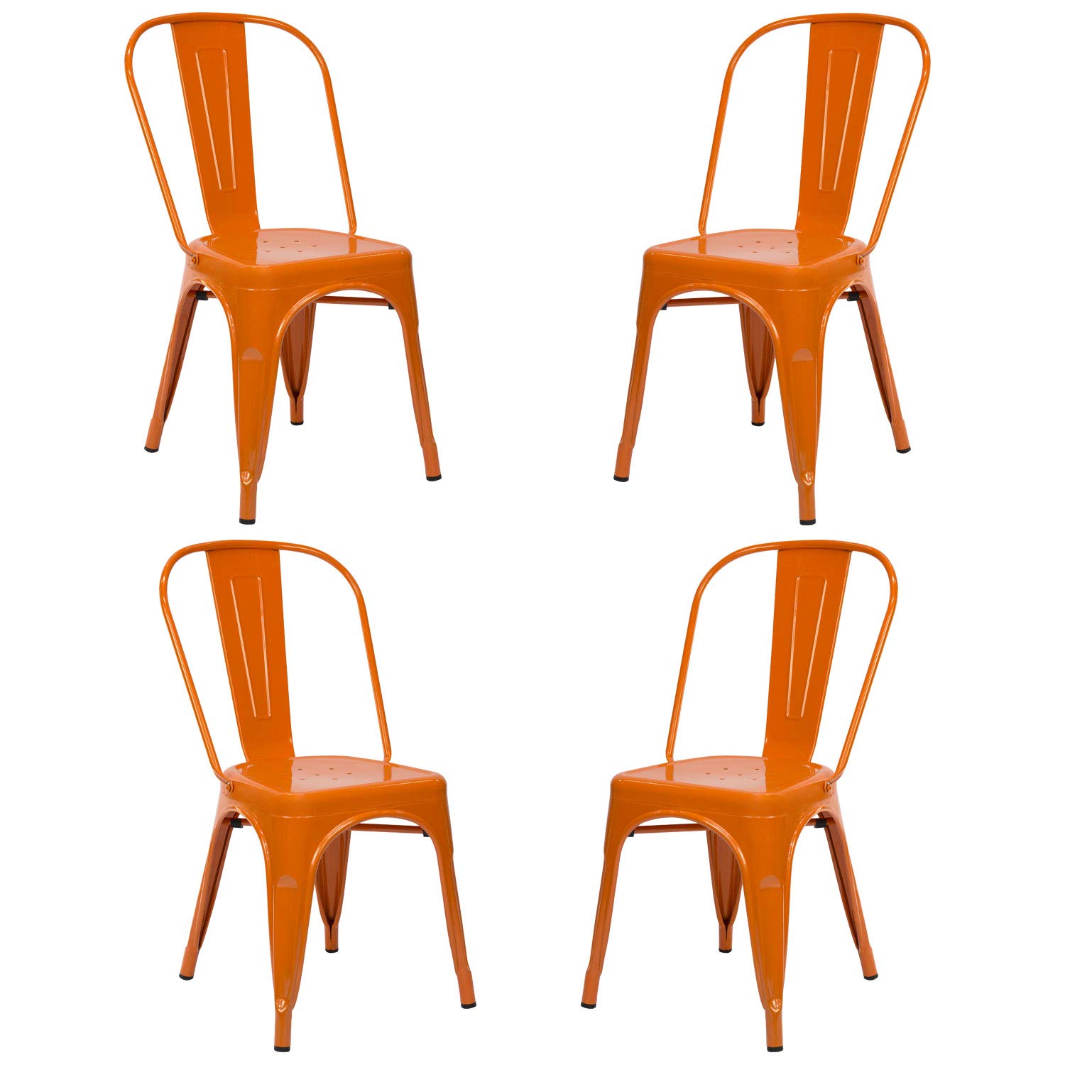Silla Oliix (Pack 4) - Silla Industrial Metálica Brillo (Naranja)