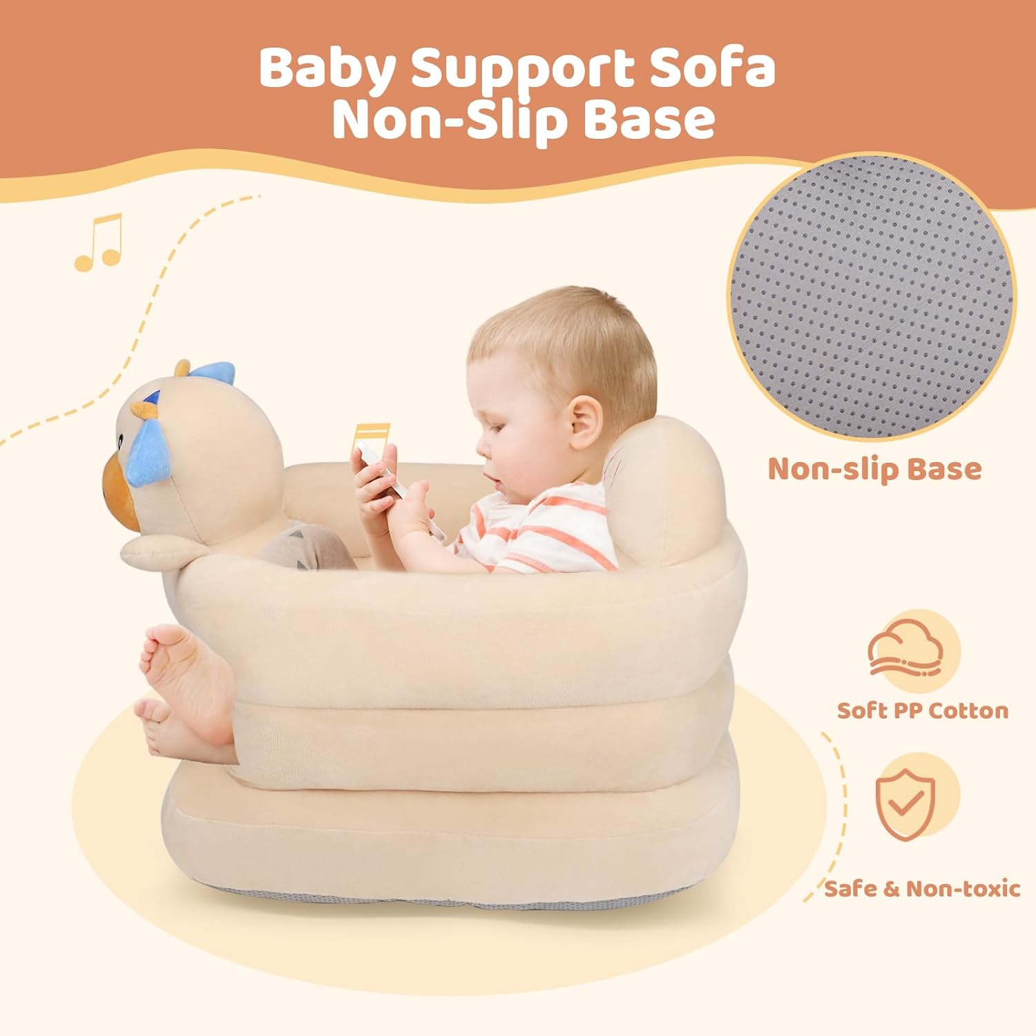 vocheer Sit Me Up Floor Seat for Baby Chair for Sitting Up Support Seat Sofa Plush Animal Shaped Baby Learning to Sit Chair for 3-24 Months Girls and Boys, PP Cotton Full Filling,Cow