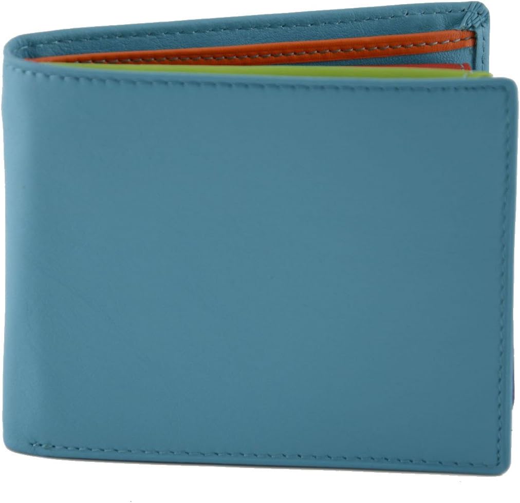 Genuine Leather Man Wallet, Multicolour Interior Color Turquoise