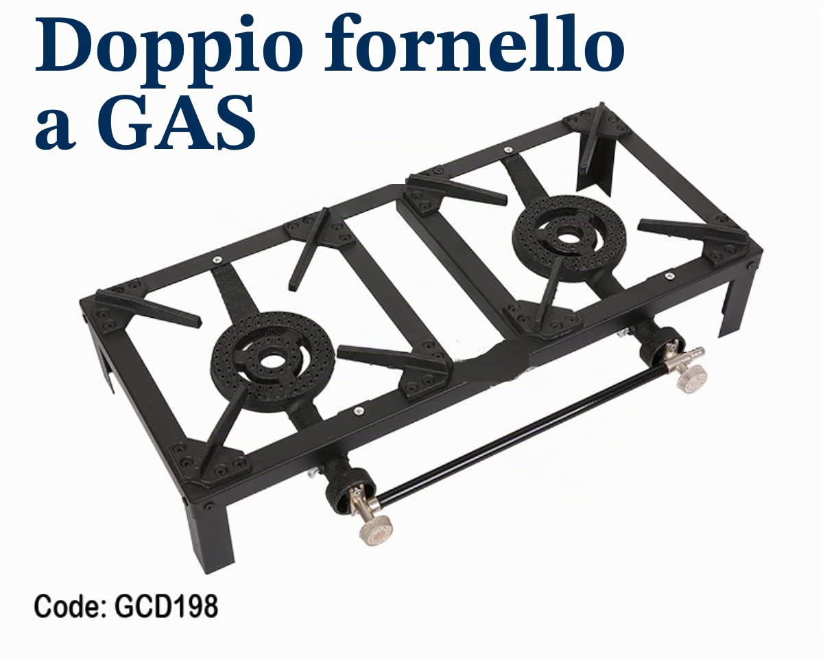 Doppio bruciatore Picnic Campeggio GPL Fornello a Gas Butano Gas Country Stufa Ghisa Gpl Bruciatore BBQ Griglia Portatile, Anello di ebollizione Campeggio Esterno Propano Catering Cucina Cucina Cucina