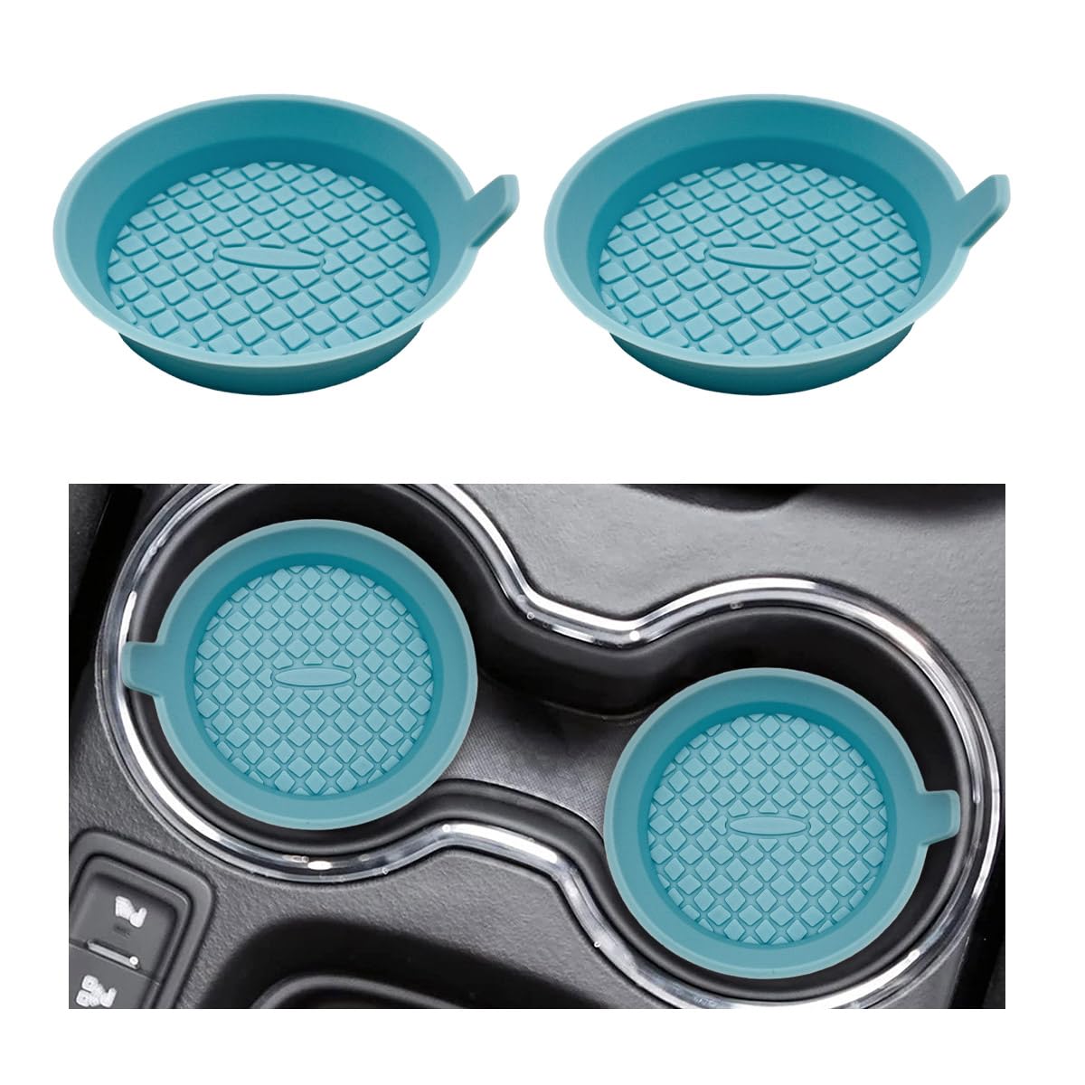 2 PCS Car Cup Coaster, 2.75 Inch Silicone Non-Slip Auto Cup Holder Insert Coasters, Universal Recessed Drink Cup Mat for Most Vehicles, Interior Decor Car Accessories (Ether)