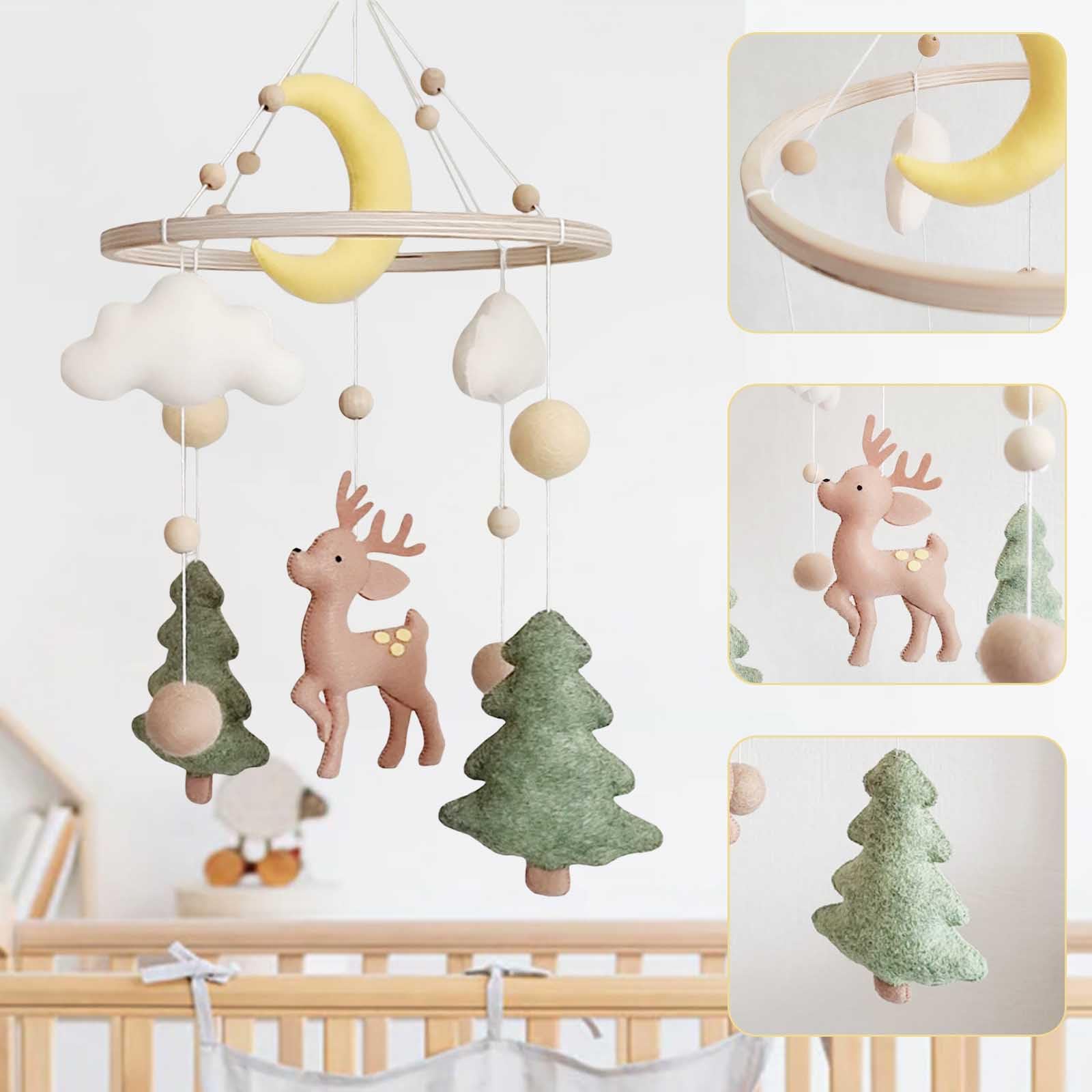 Baby Mobile Baby Windspiele, Hirsch Wald Thema Babybett Mobile aus Filz, Hängende Bettglocke Neugeborene Geschenk für Baby Mädchen Jungen