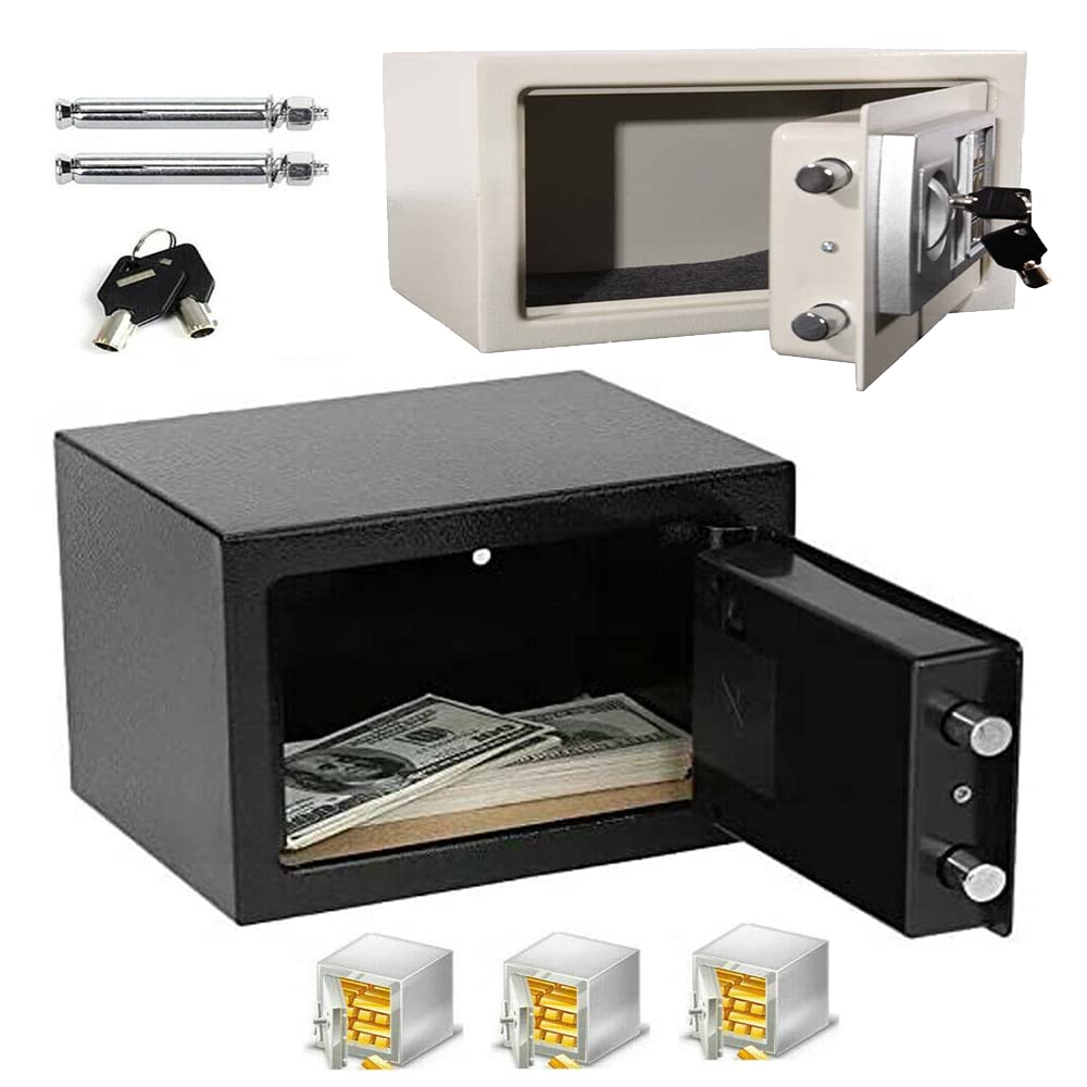 Safe Box 4.6L Digital Security Steel Case 17 * 23 * 17cm, with Locking Bolts Spare Keys, Home Office Safe, Black