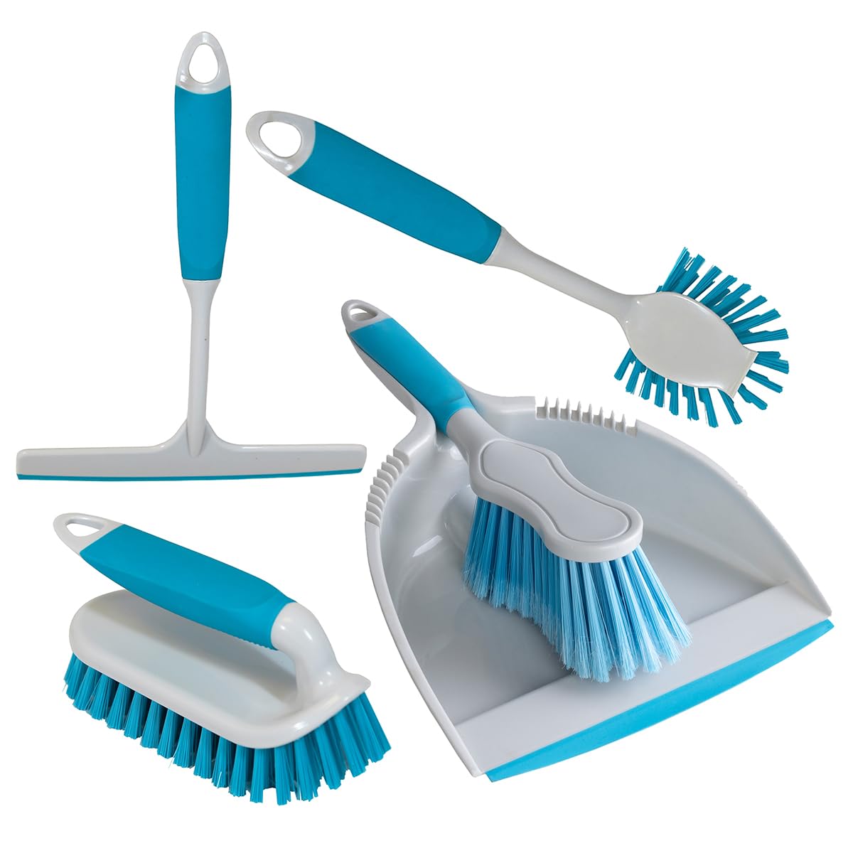Charles Bentley - Dustpan & Brush Set - Blue - 4 Piece Set