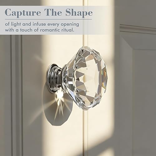 Miniatura 2 de POZEAN Perillas de gabinete de cristal 30 unidades, perillas para cómoda de 1.57 pulgadas para gabinete, cajón con dos tamaños diferentes