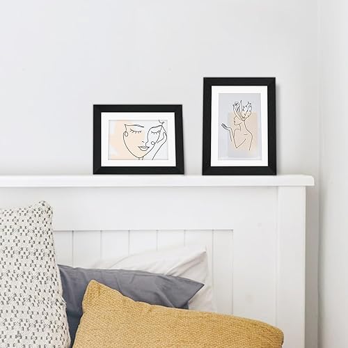 Miniatura 6 de AEVETE Marcos de fotos de 5 x 7 pulgadas, color negro con paspartú de 4 x 6 para pared y mesa