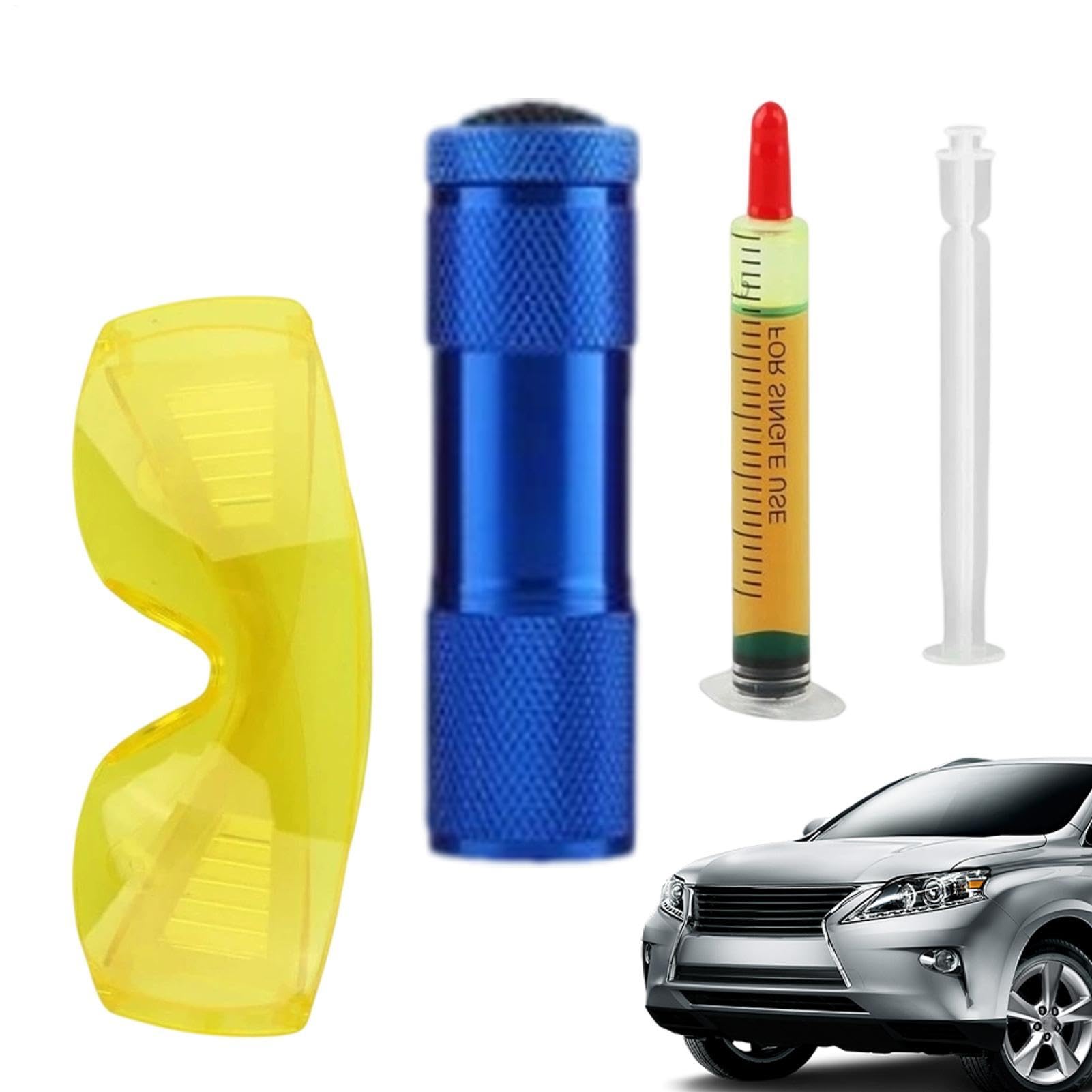 Kit Detector De Fugas AC - Detector Preciso Y Protector - Kit Detección Fugas UV,Para Trabajo En Radiadores Auto, Refrigeradores, Diésel, Transmisiones, Evaporadores, Compresores Y Sistemas Refrigerac