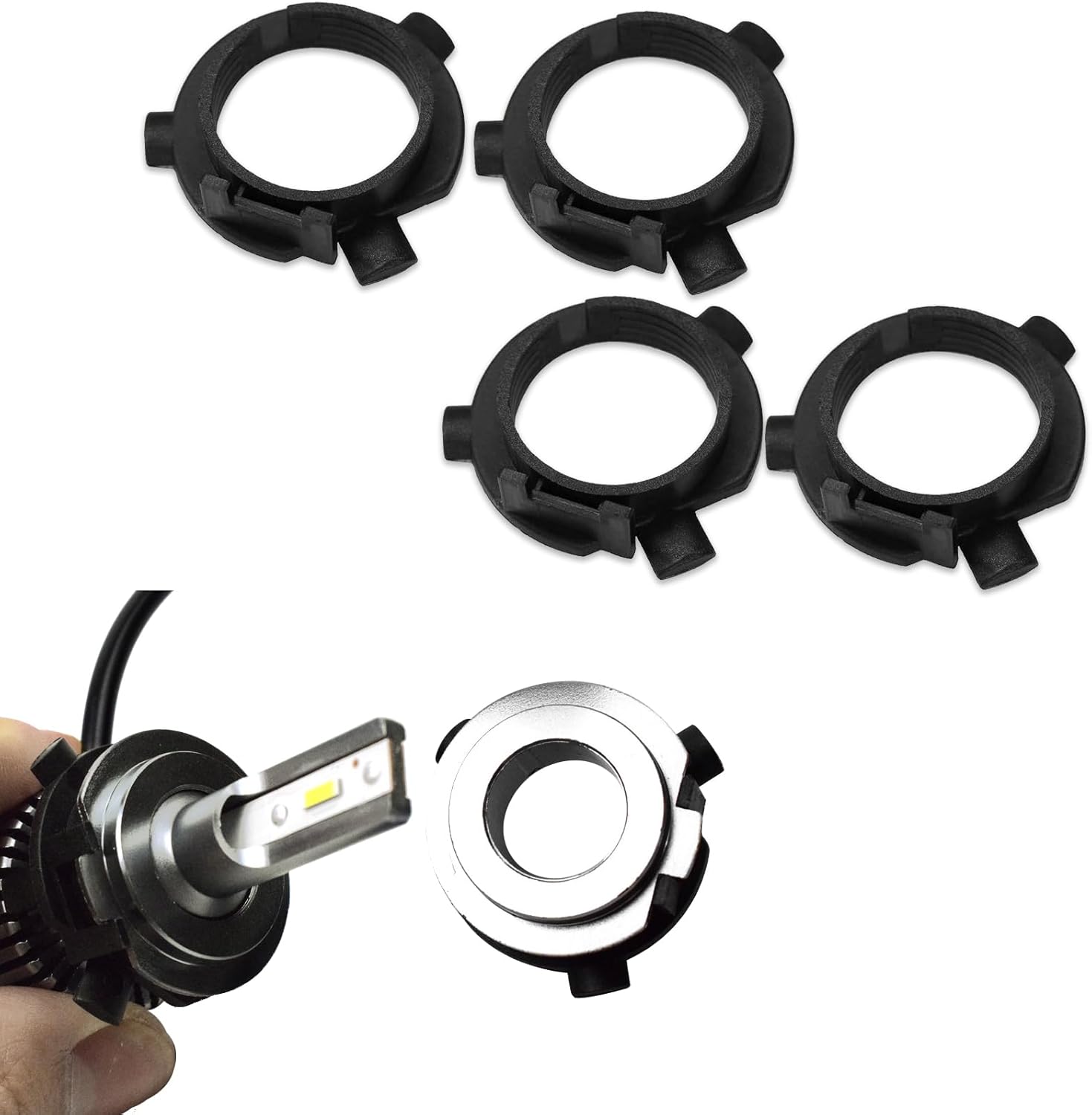 4PCS Car LED Headlight Base, H7 LED Headlight Car Bulb Adapter Holder