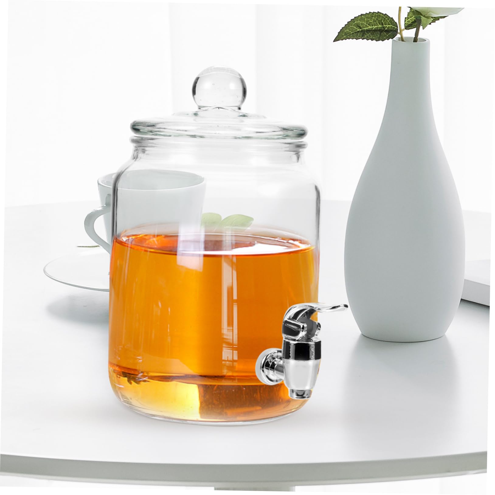 Distributeur de Boissons pour Conserver Jus et Vin avec Robinet en Verre Design Clair et Pratique Bocal à Vin Scellé Facilement