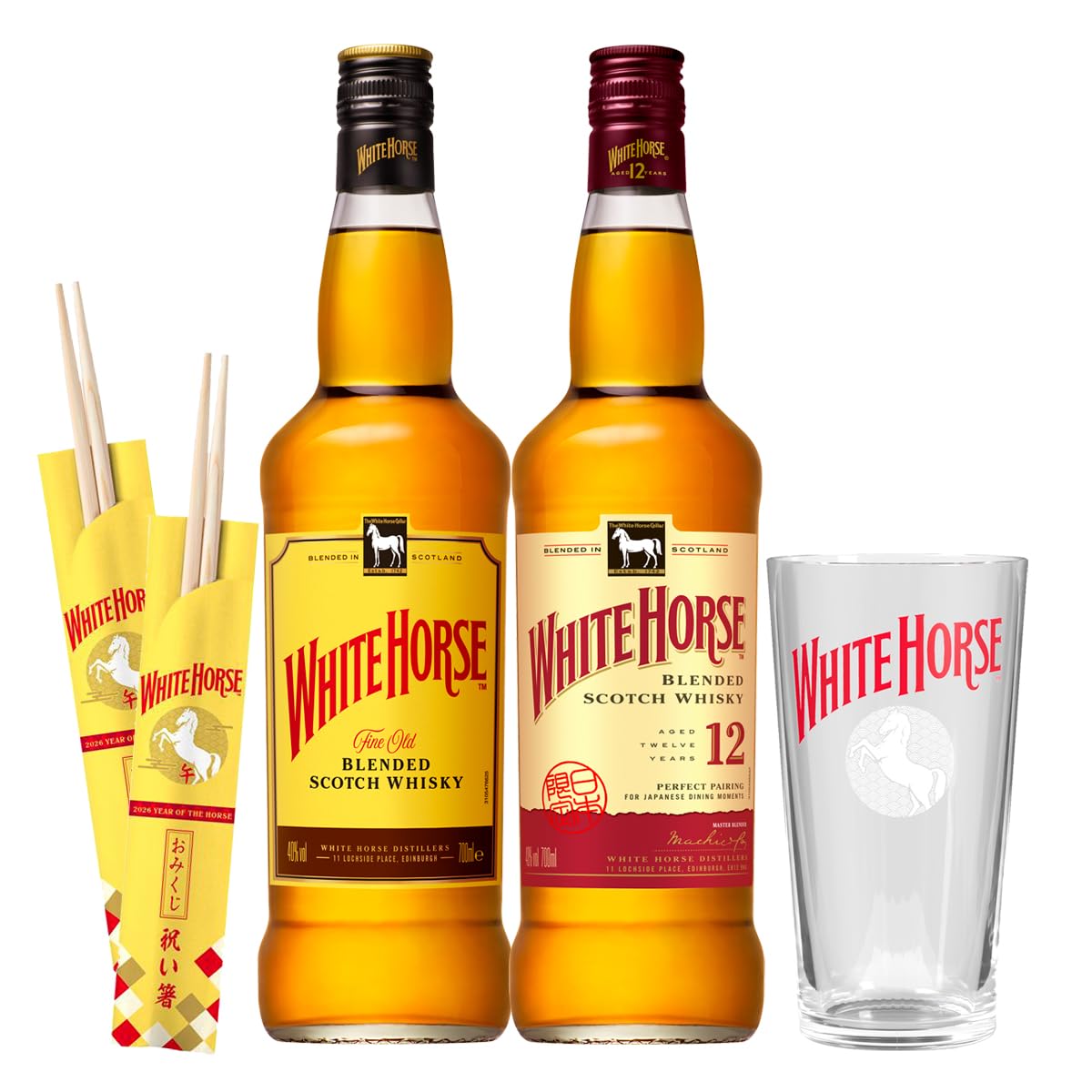 WHITE HORSE スコッチ　2本 750ml Amazon.co.jp: ホワイトホース 2026 午年限定BOX 12年 ファイン