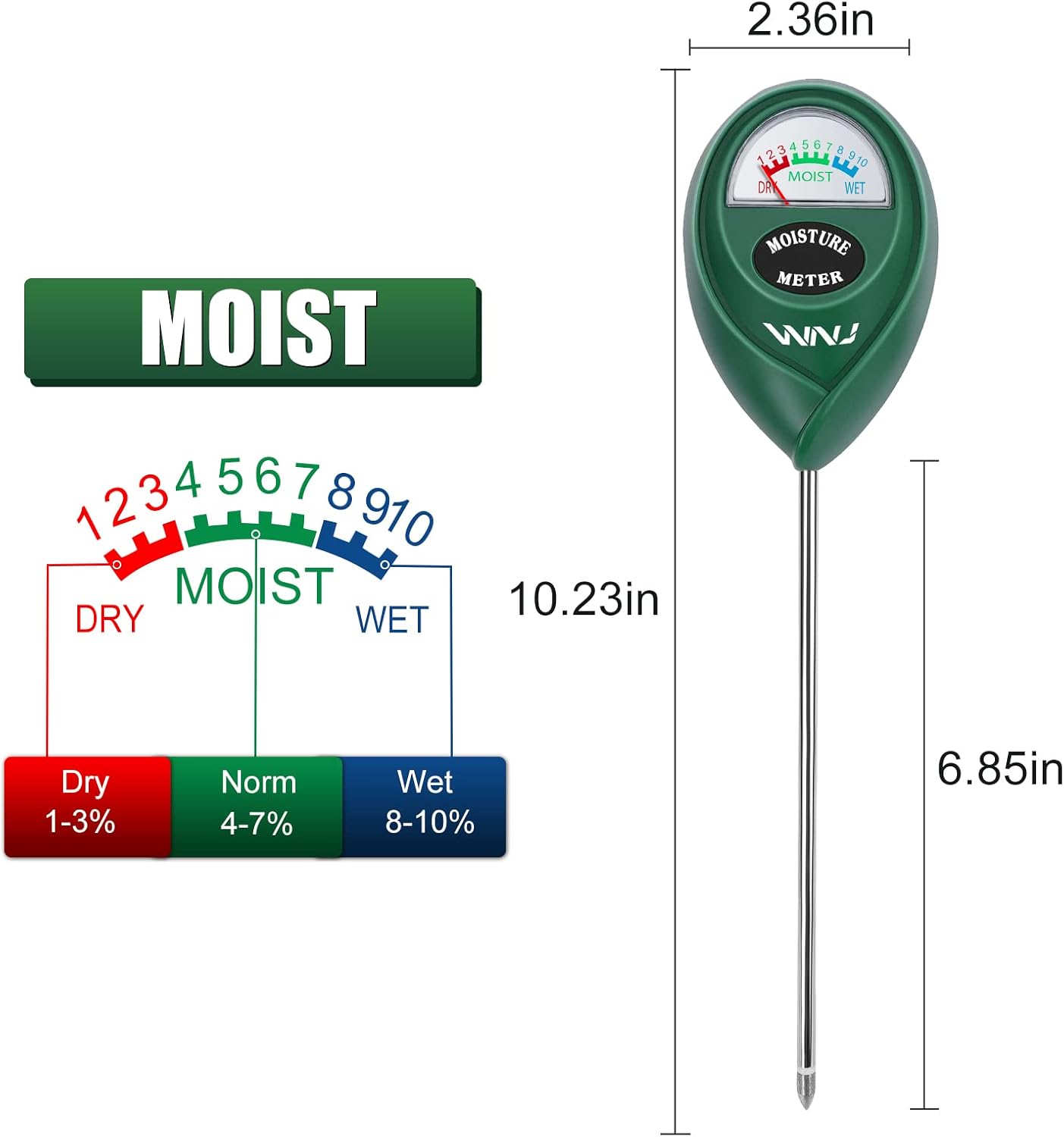 WNJ 2 Pack Soil Moisture Meter, Plant Water Monitor, Lawn Moisture Meter，Soil Hygrometer Sensor for Gardening, Farming, Indoor and Outdoor Plants thumbnail