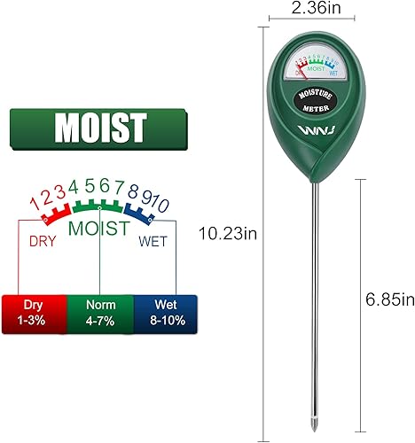Miniatura 5 de Paquete de 2 medidores de humedad del suelo, monitor de agua para plantas, medidor de humedad del césped, sensor higrómetro del suelo para