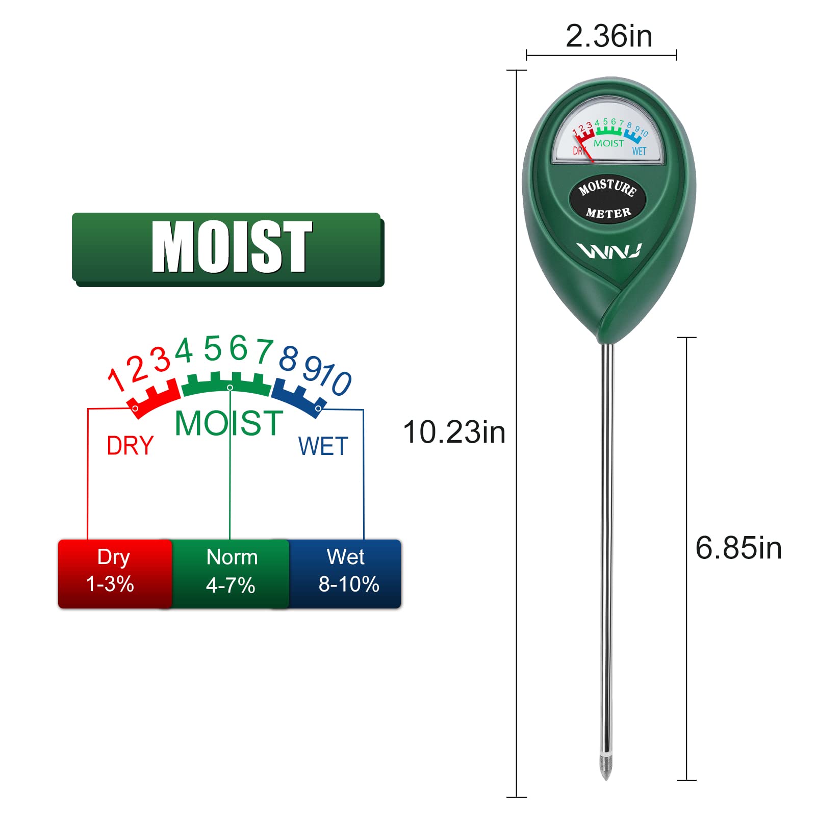 2 Stück Bodenfeuchtigkeitsmesser, Pflanzenwassermonitor, Rasenfeuchtigkeitsmesser, Bodenhygrometer, Sensor für Gartenarbeit, Landwirtschaft, Innen- und Außenpflanzen