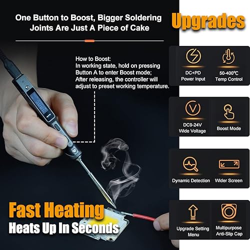 Vista 11 de Kit de estación de soldador TS101 original actualizado de TS100 DC 65W PD 45W Power Programable Smart Mini Electric Portable Soldering Pen con punta