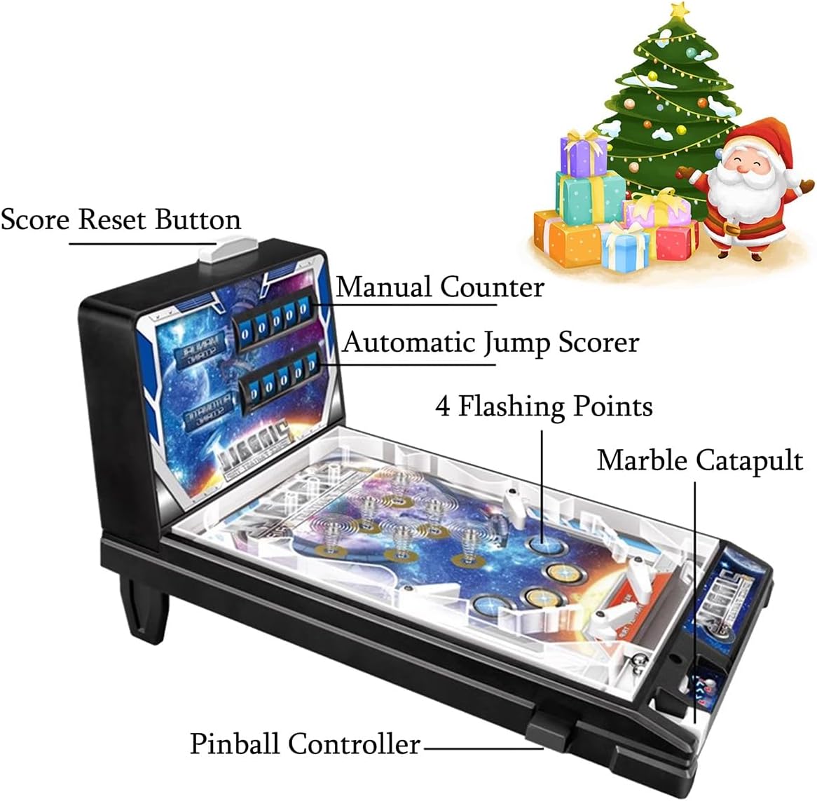Electronic Pinball Machine for 4+ Year Old Boys and Girls, 24.5x42x27cm Tabletop Pinball Toys, Pinball Game with Lights & Sounds, Automatic Digital Scoreboard