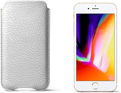 Lucrin Funda para iPhone Blanco Piel Grano