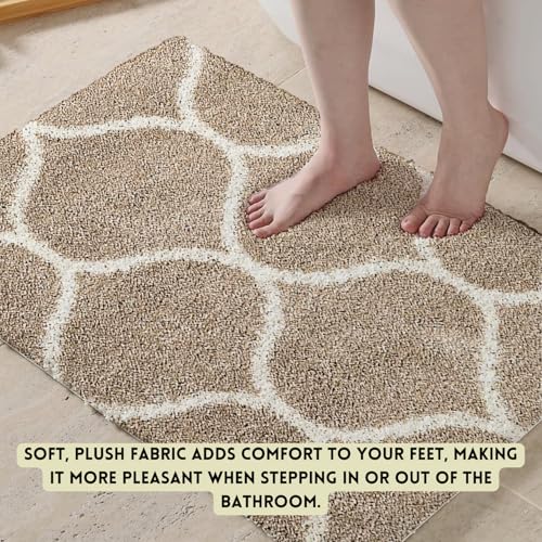 Image of Beige M Bath Rug Set - Durable Bathroom Mats, Bath Mat + U-Shaped Contour Toilet Rug, Machine Washable, Modern Bathroom Decor - (50x60 cm + 40x60 cm)