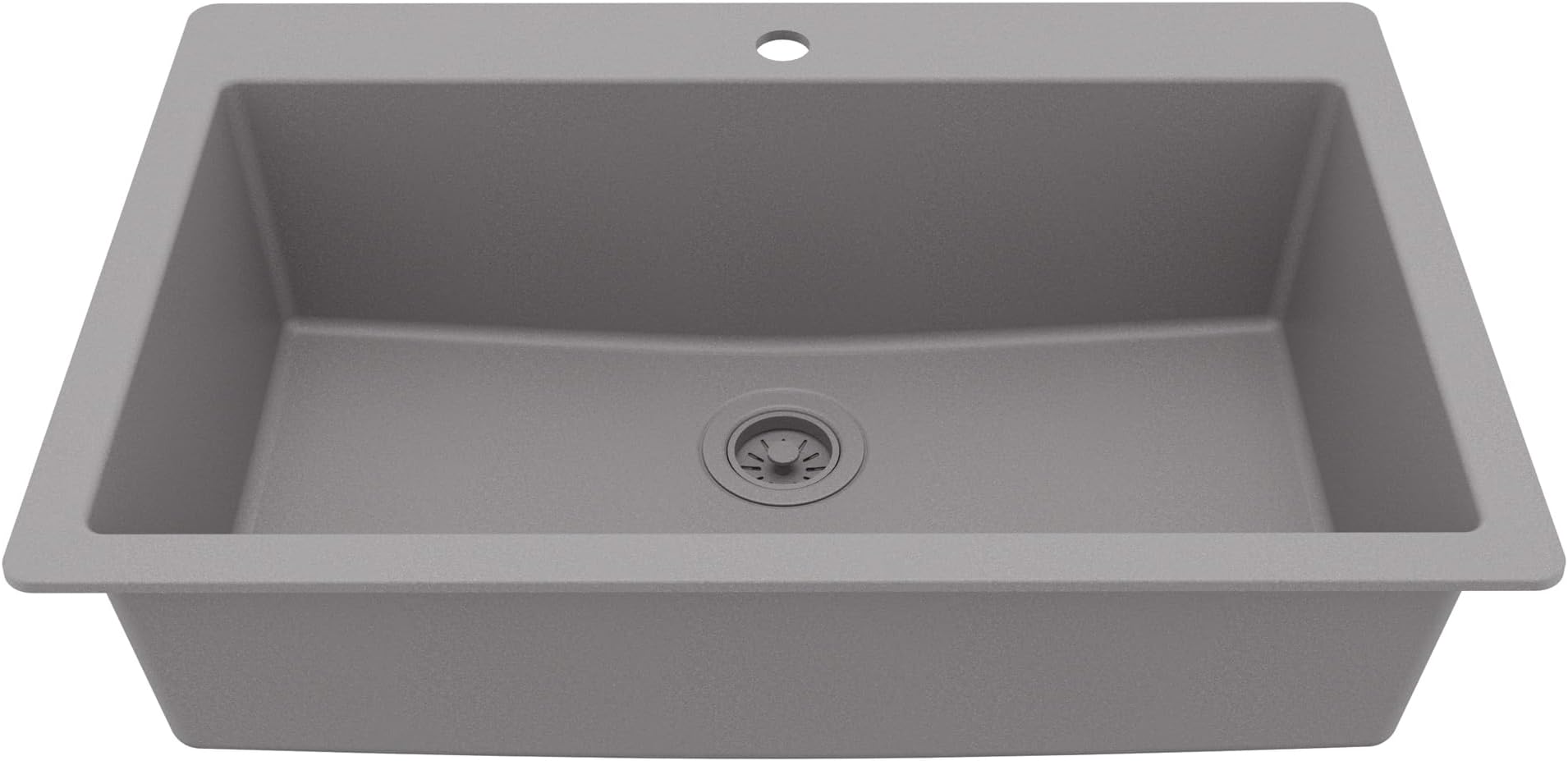 Karran 33" Drop-In Top Mount Quartz Composite Single Bowl Kitchen Sink in Grey – Extra Deep 9" Basin, Heat Resistant, Sound Dampening, Easy Clean Surface