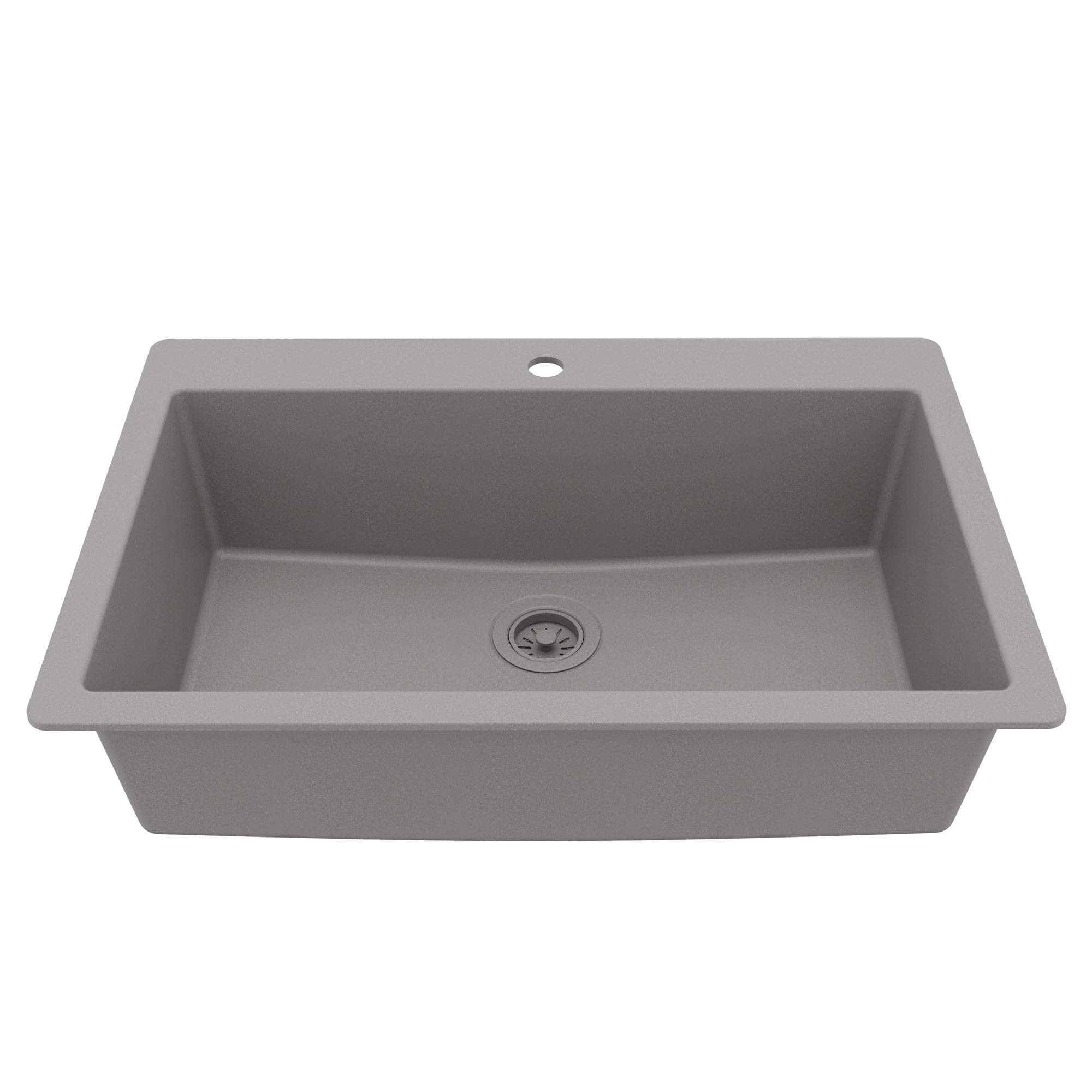Karran 33" Drop-In Top Mount Quartz Composite Single Bowl Kitchen Sink in Grey – Extra Deep 9" Basin, Heat Resistant, Sound Dampening, Easy Clean Surface