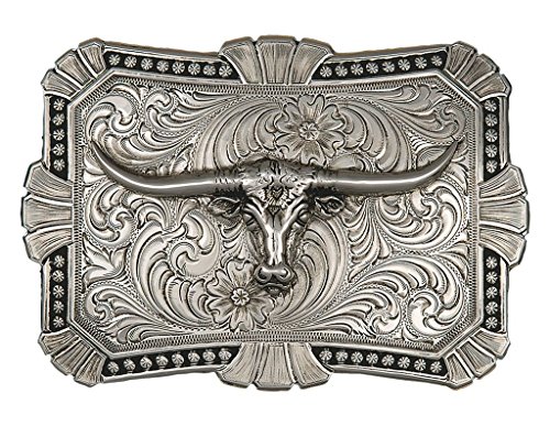 Montana Silversmiths Men's Engraved Longhorn Buckle Silver One Size