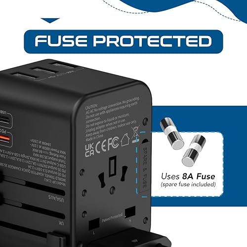 Vista 17 de Ceptics - Adaptador de viaje para Sudáfrica, Namibia con entrada dual de EE. UU., Tipo M, ultra compacto, seguro a tierra, perfecto para teléfonos