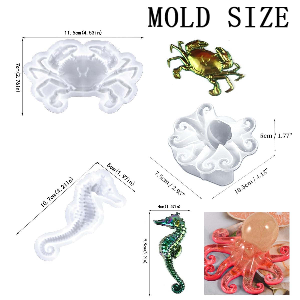 Octopus Resin Molds Silicone Seahorse Mold Sea Animal Mould