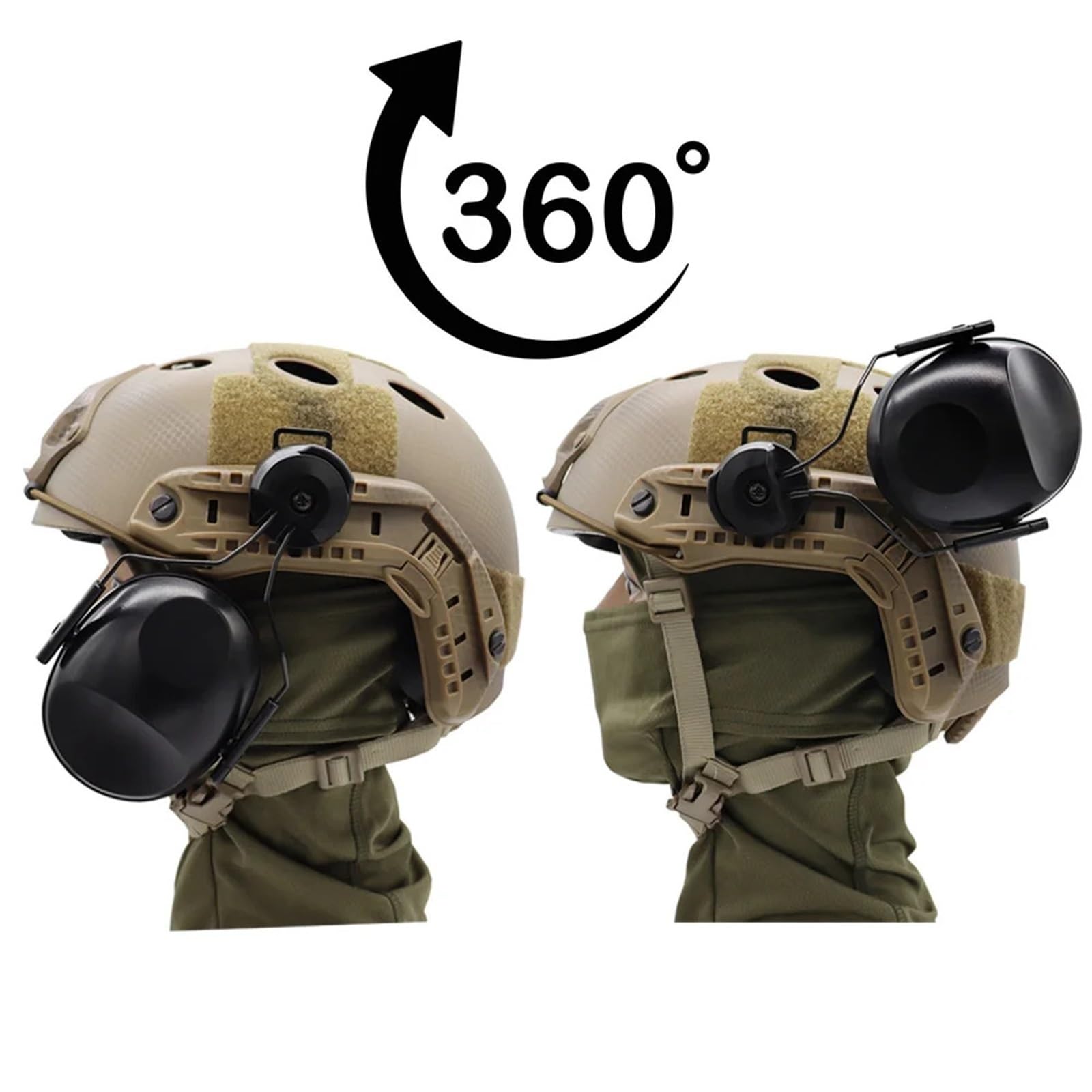 Juego De Casco Táctico Airsoft con Orejeras, Gafas, Luz De Señal, Funda For Casco Y Bolsa De Almacenamiento De Batería De Contrapeso For Juegos De Cosplay Al Aire Libre
