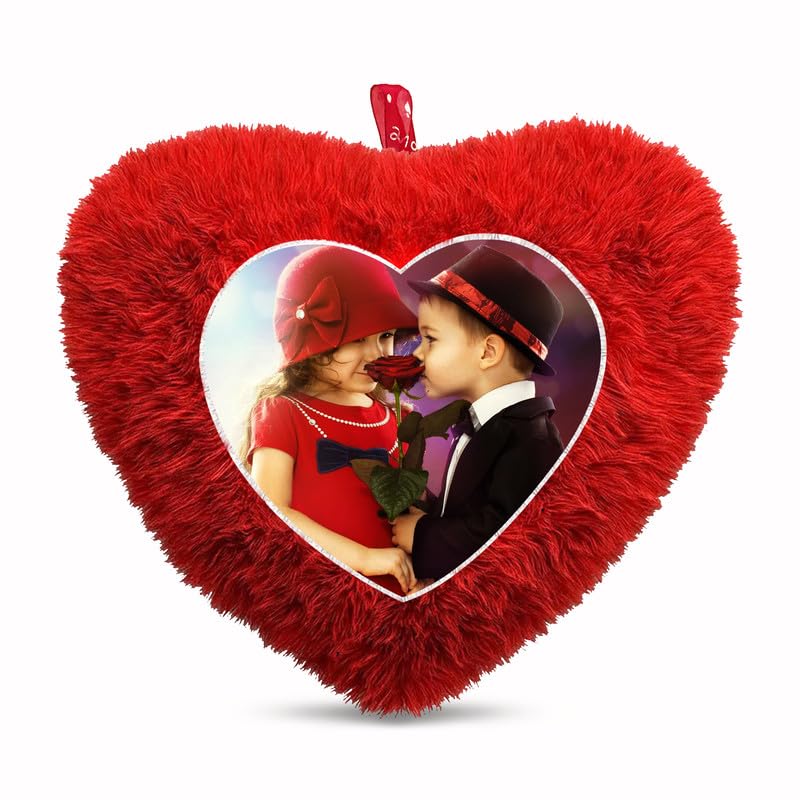 Fur Personalized Gift Photo Cushion for Boyfriend Girlfriend Husband Wife on Occasions Valentine's Day Birthday Anniversary Special Love Gift Heart 15x17 inch, Red (PC32)-image-41