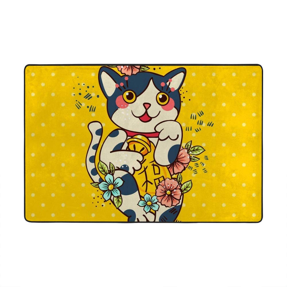 Tapis de maison moderne oiseau sur la lune en polyester grand format salon