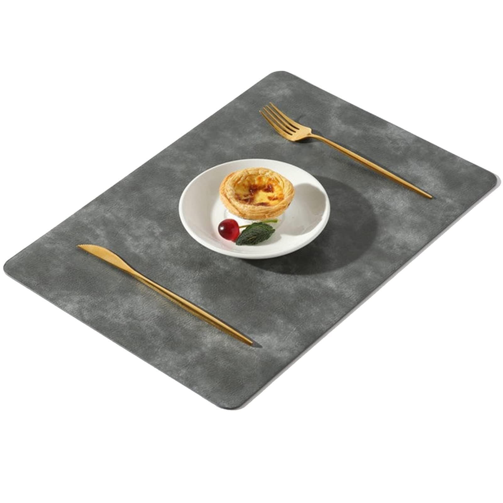 Manteles individuales de piel sintética, lavables, resistentes al calor y antideslizantes para el hogar y el restaurante.(gris,Set of 6)