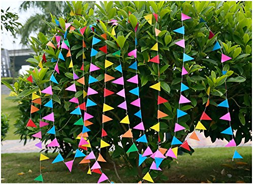 DTShow 3 Pack 3M Bunting Banner, Multicolor Flag Banner Triangle Flags, Bunting Banners for Birthday, Wedding, Outdoor, Indoor Activity, Party DecorationPaper string 