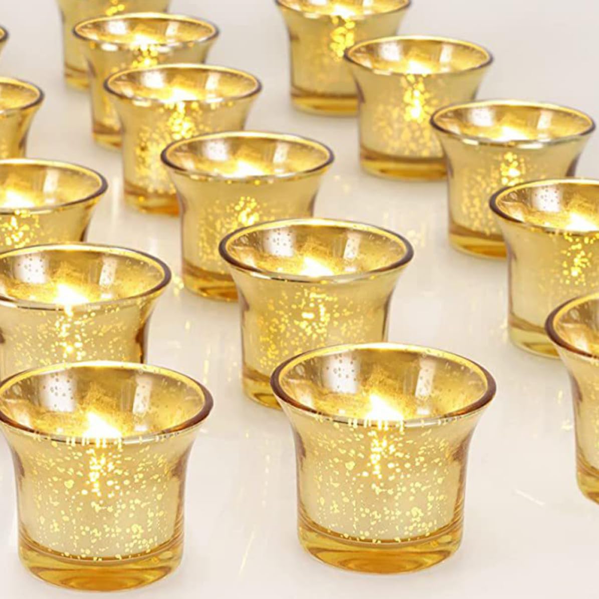 12 Pezzi Portacandele in Vetro Dorato, Tazza Decorativa