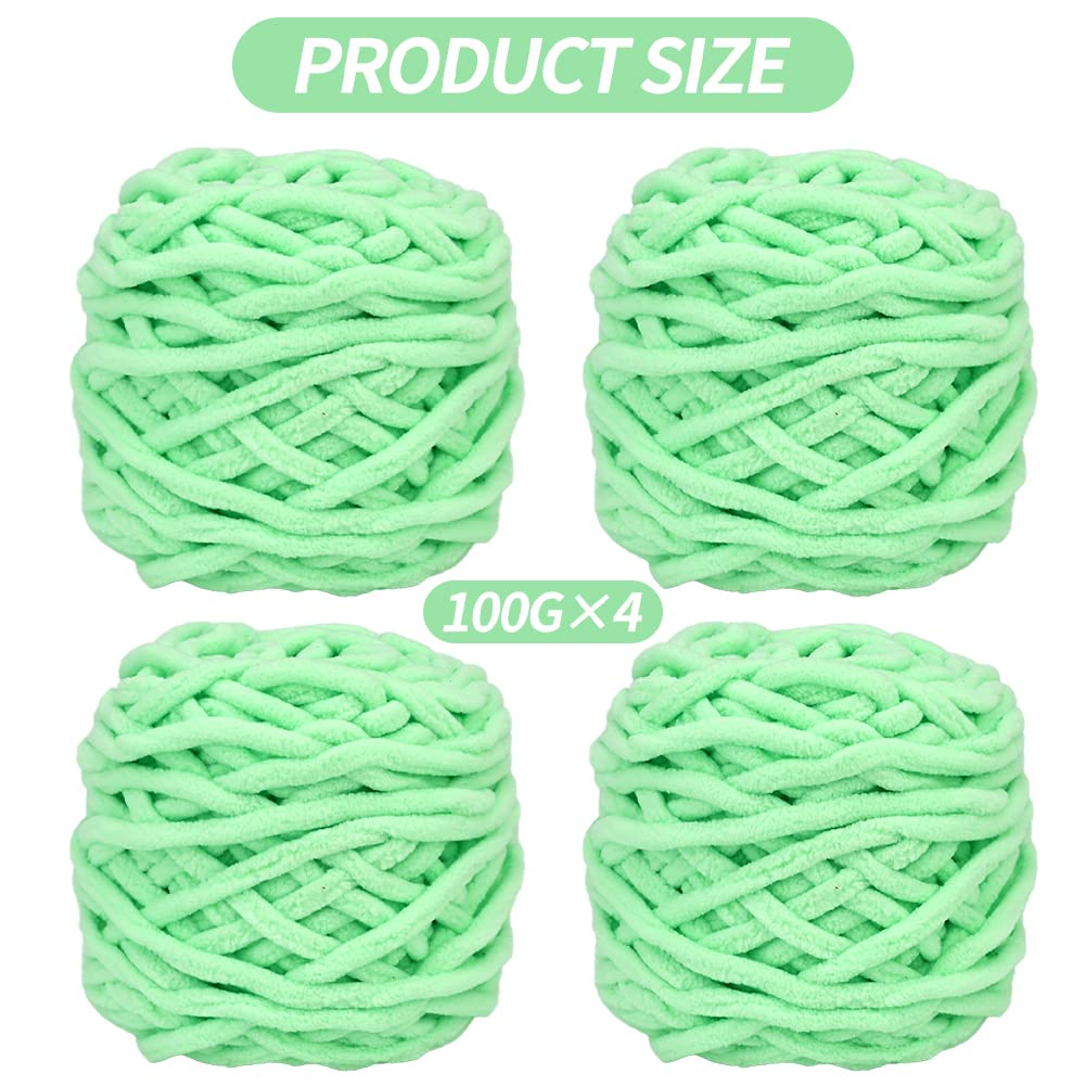 Knitting Wool Yarn 4 x 100g Multi-Colored Soft Chunky Yarn for Crochet Projects Making Plush Balls Handmade Bags Sweaters Shoes Hats Sweaters Blankets Scarves - Image 2