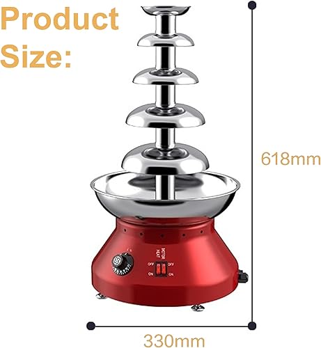 Miniatura 6 de Fuente de chocolate 110V eléctrica 5-Tiers Fuente de chocolate digital Máquina de fusión Fuente de fondue de calefacción (rojo)