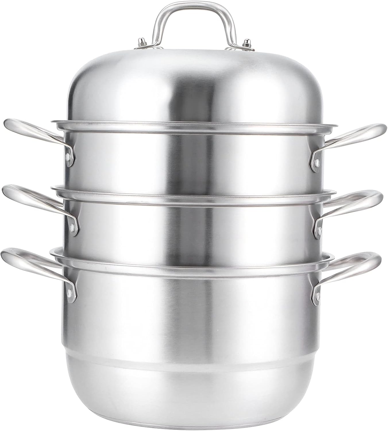 Edelstahl Dampftopf 2-etagig - 27cm Durchmesser, Glasdeckel, Gesundes Dämpfen, Für Alle Herdarten