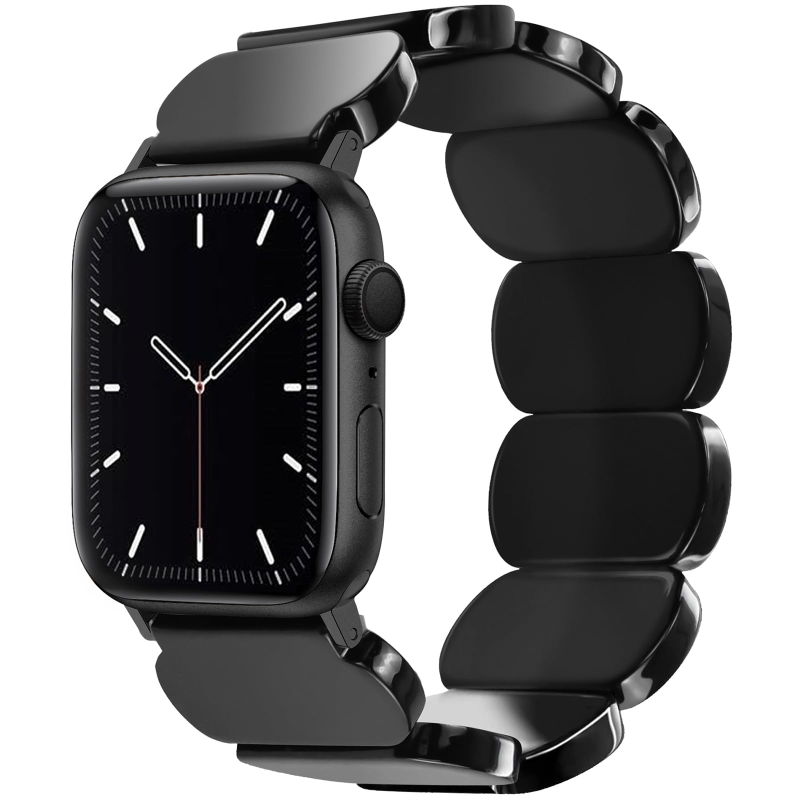Newlibery Resin Stretchy Watch Bands Women Compatible with Apple Watch 38mm 40mm 41mm 42mm (S11/10) Tortoise Light Bracelet Beaded Elastic Strap for