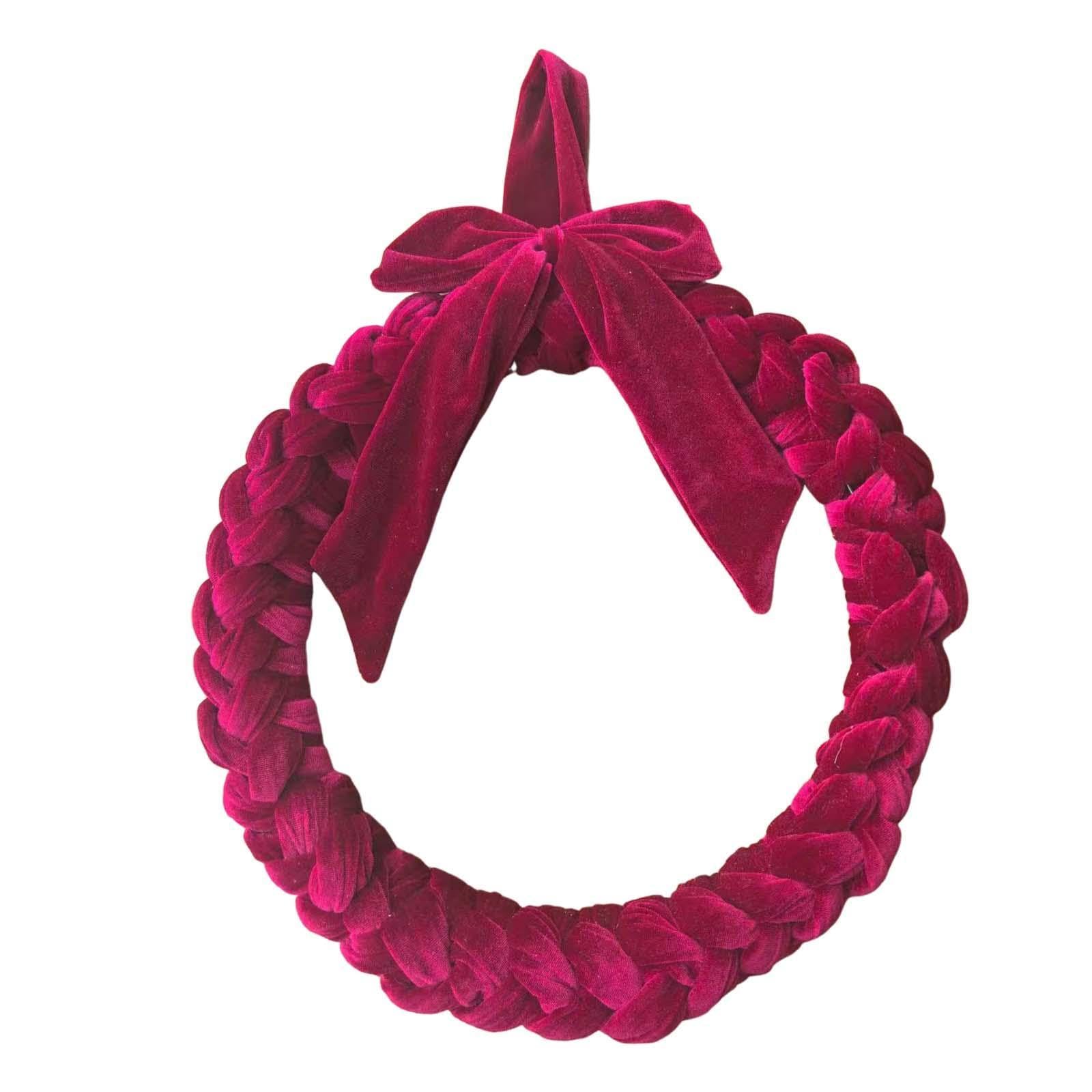 Couronne de Noël rouge en velours de 35cm pour habiller votre porte d'entrée