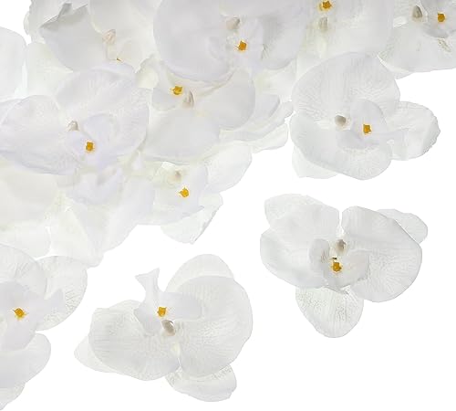 PATIKIL Cabezales de orquídeas artificiales de 3.9 pulgadas, paquete de 40 cabezas de orquídea mariposa falsa de seda para decoración de ramo floral