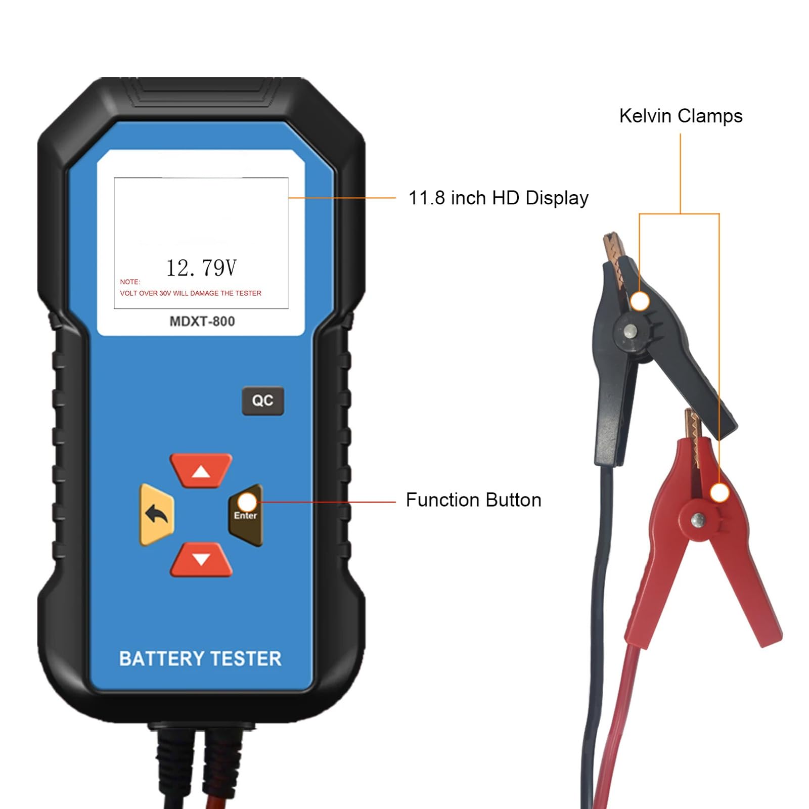 Herramienta de diagnóstico de batería de vehículo de precisión con pantalla LCD, resistencia de capacidad en 10 segundos para baterías de litio, probador preciso de voltajes de batería