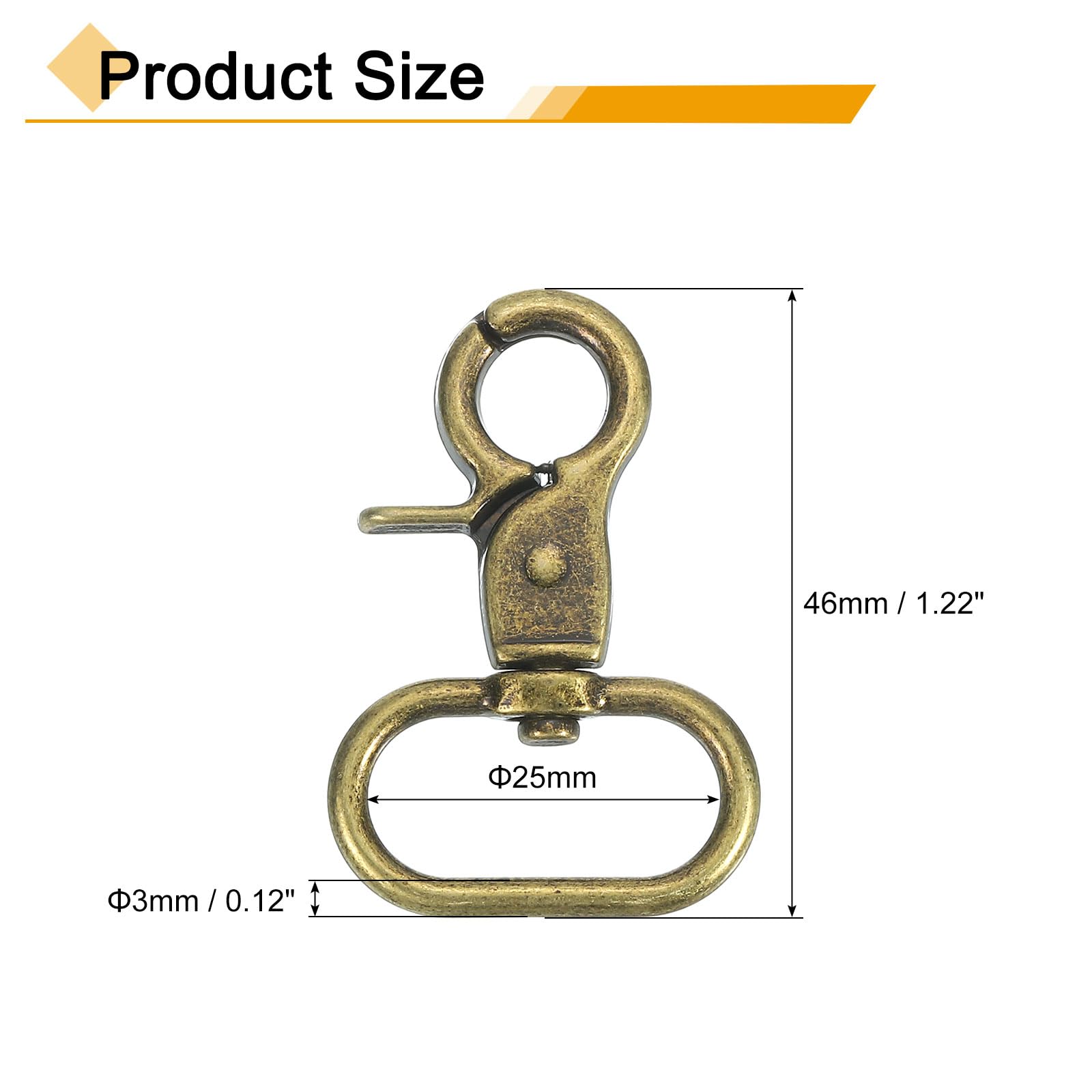 Bronze 25mm Swivel Snap Hook – Heavy Duty Clip For Bags, Belts, Straps