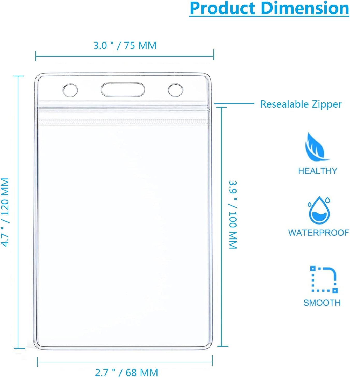 120 Pack Name ID Badge Holder-Plastic Badge Holder for Lanyard, Vertical Extra Thick 3.9" x 2.7" Waterproof Name tag Holder for School/Office/Hospital/Exhibition/Party/Badge Swipe Cards or Credit Card - Image 2