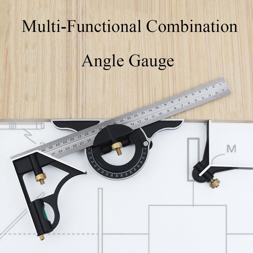 Combination Square Stainless Steel Multi-Function Carpentry Square Clear Scale Easy to Read(600mm/23.62")